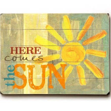 ONE BELLA CASA One Bella Casa 0004-3691-20 18 x 24 in. Here Comes the Sun Planked Wood Wall Decor by Misty Diller 0004-3691-20